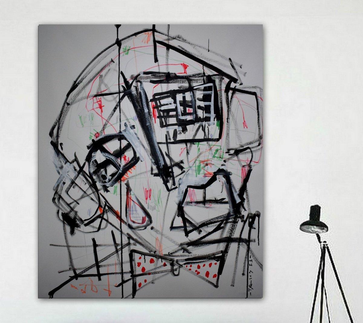 Abstract Portrait Acrylic Painting By Dimitris Pavlopoulos, 39 X 47, Alter Ego # 2, Original Artwork