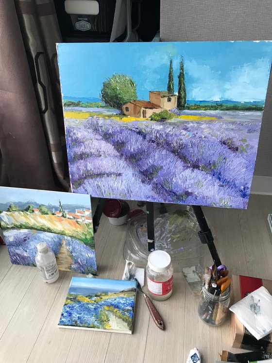 Provence lavender fields oil painting