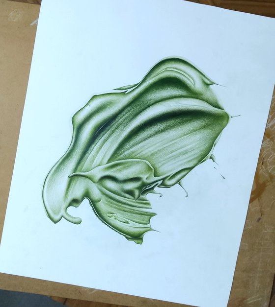 Permanent Green Olive 167***: A Colour Pencil Drawing Of Paint