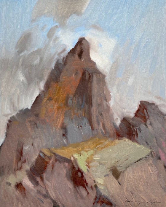 Mountain Rock, Original oil painting, Handmade artwork, One of a kind