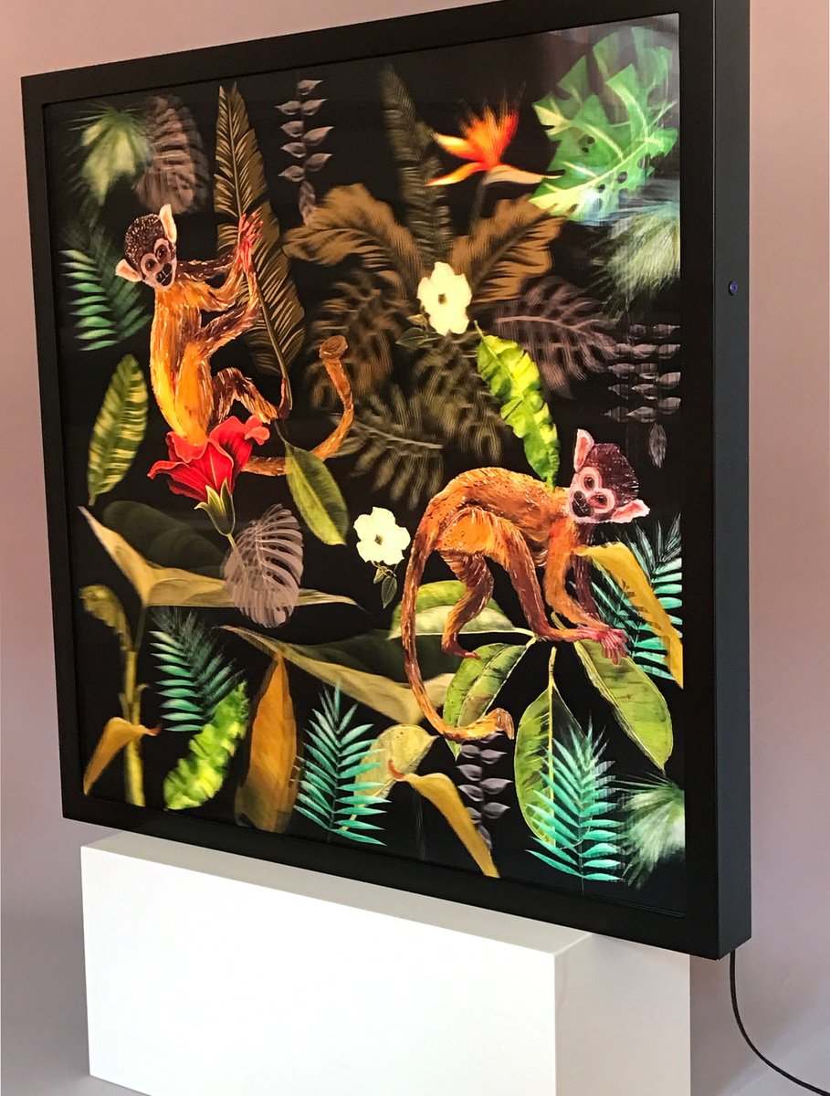 Illustrative Animal Sculpture By Artemisia, 35 X 35, Jungle - Two Monkeys, Original Artwork