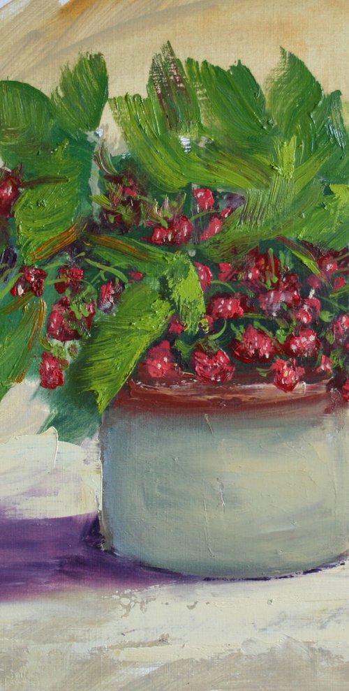 Wild Strawberries from Garden... /  ORIGINAL PAINTING by Salana Art