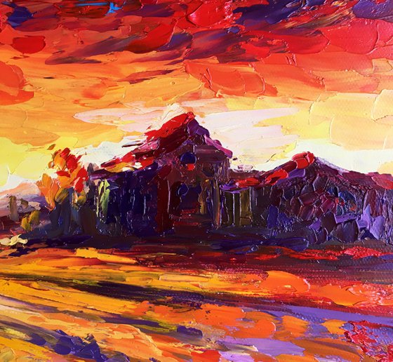 "Sunset in a lavender field"