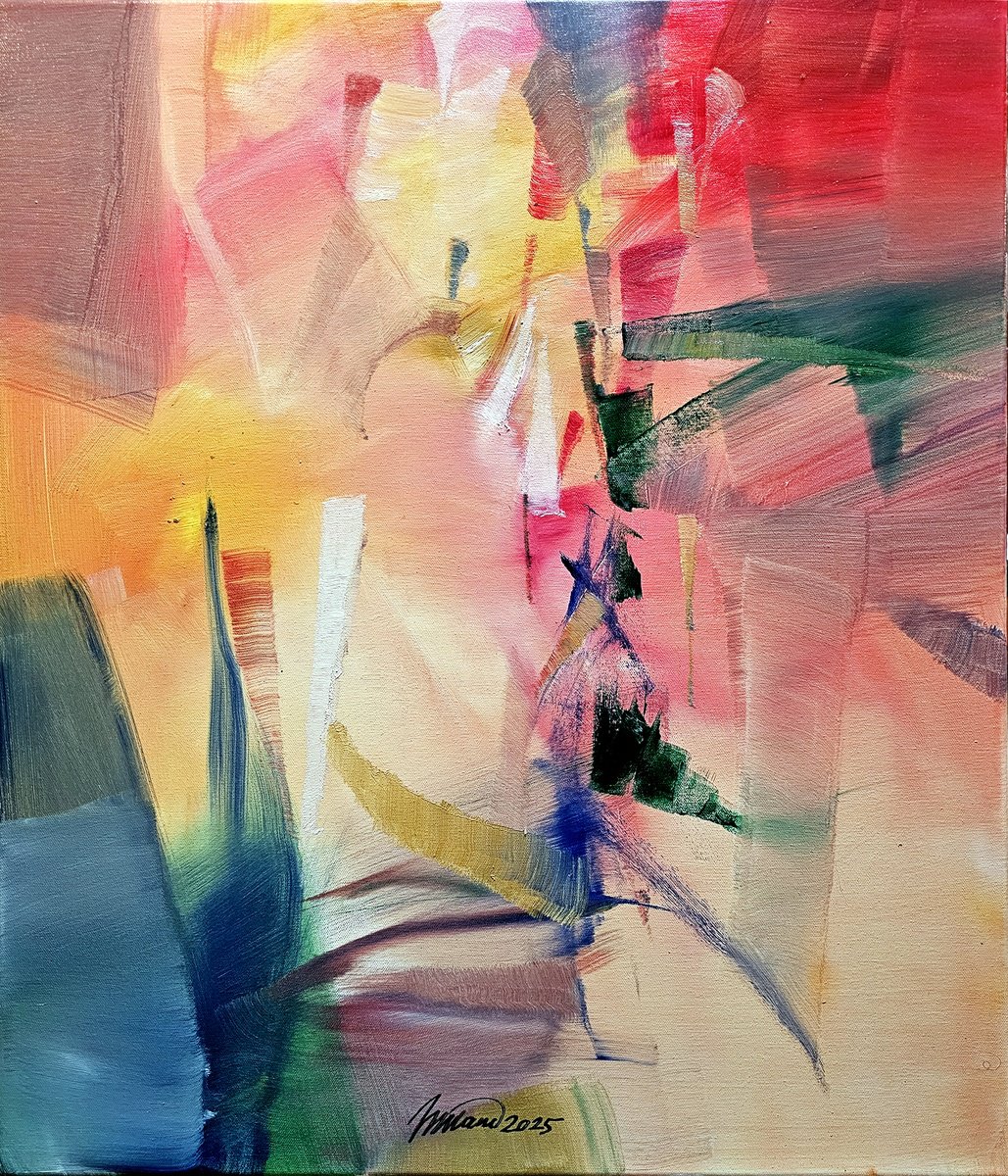 Abstract Oil Painting By Taidakov Nikolai, 24 X 28", Waiting For The Old New Year, Original Artwork