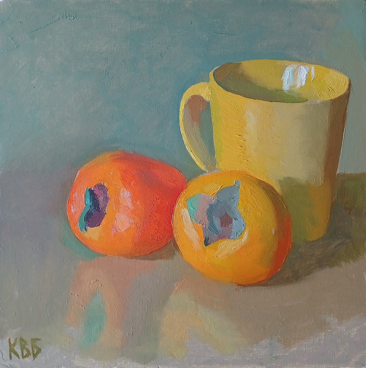 Coffee With Persimmon By Vasyl Koval, 10 X 10, Artwork For Sale On Artfinder