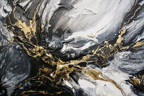 Golden Glamour 190cm x 100cm Textured Abstract Art