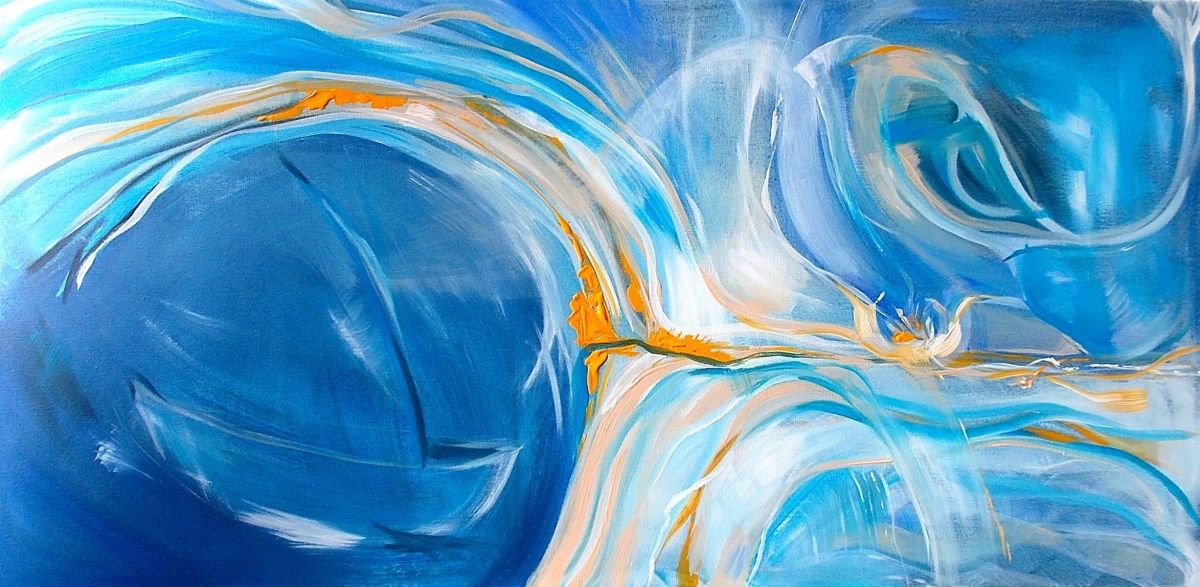 Organic Landscape Acrylic Painting By Maria Paunova, 39 X 20", "Pending", Original Artwork