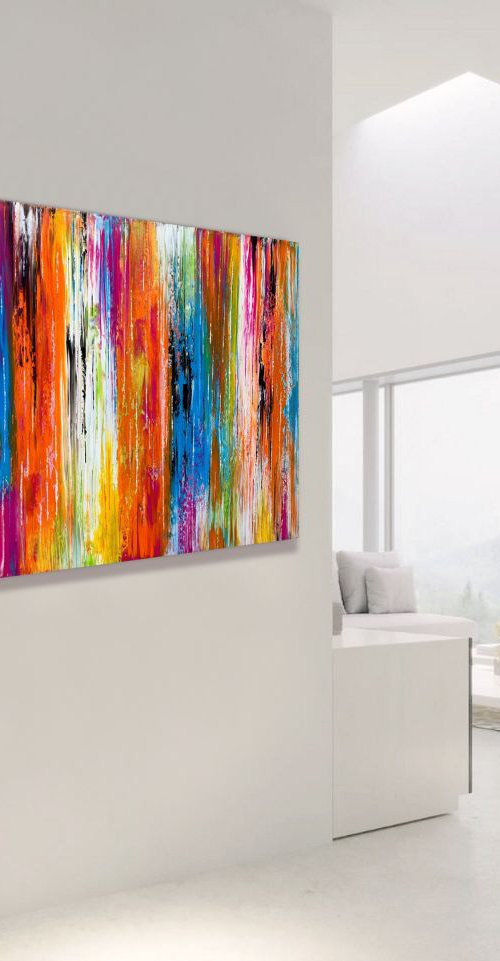 Those Lazy Days of Summer- LARGE, MODERN, ABSTRACT ART – EXPRESSIONS OF ENERGY AND LIGHT. READY TO HANG! by Julijana Ravbar
