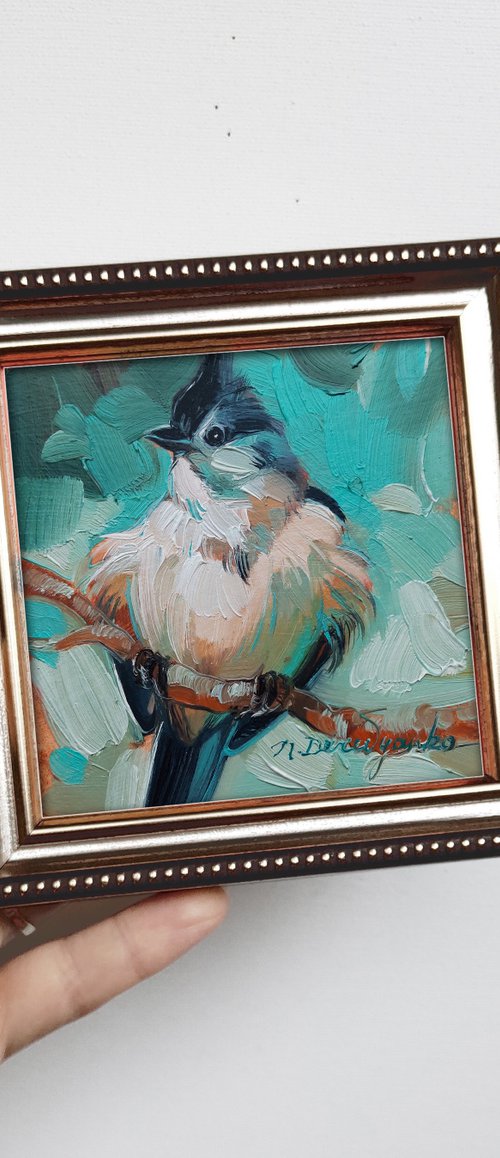 Tufted titmouse bird by Nataly Derevyanko