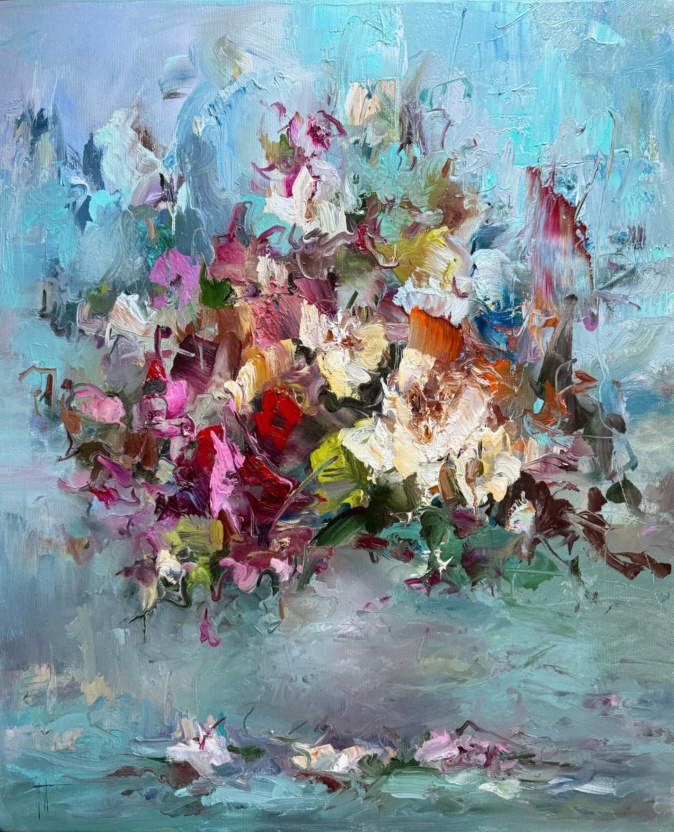 Impressionistic Botanical Oil Painting By Hennadii Penskyi, 18 X 22, Ophelia, Original Artwork