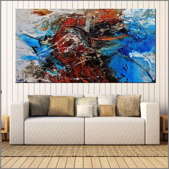 Rusted Overland 190cm x 100cm Blue Orange Abstract Art