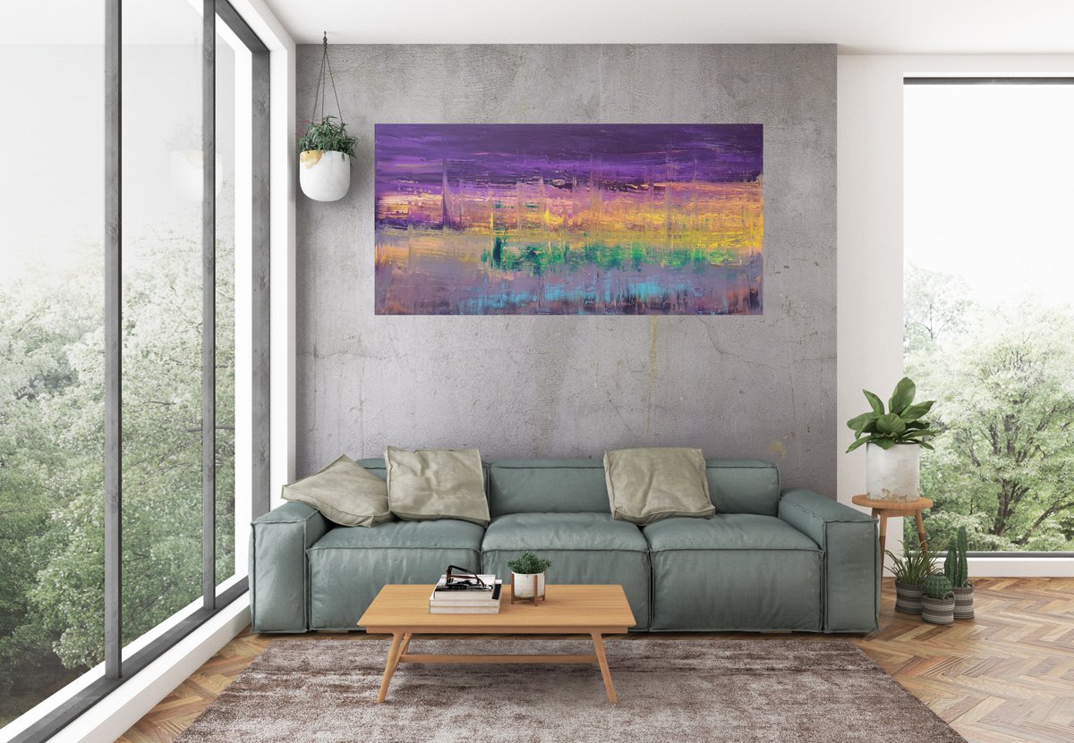 Purple sky - XL colorful abstract landscape by Ivana Olbricht