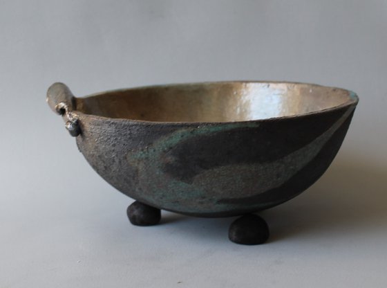 Raku Bowl with Handle 2.