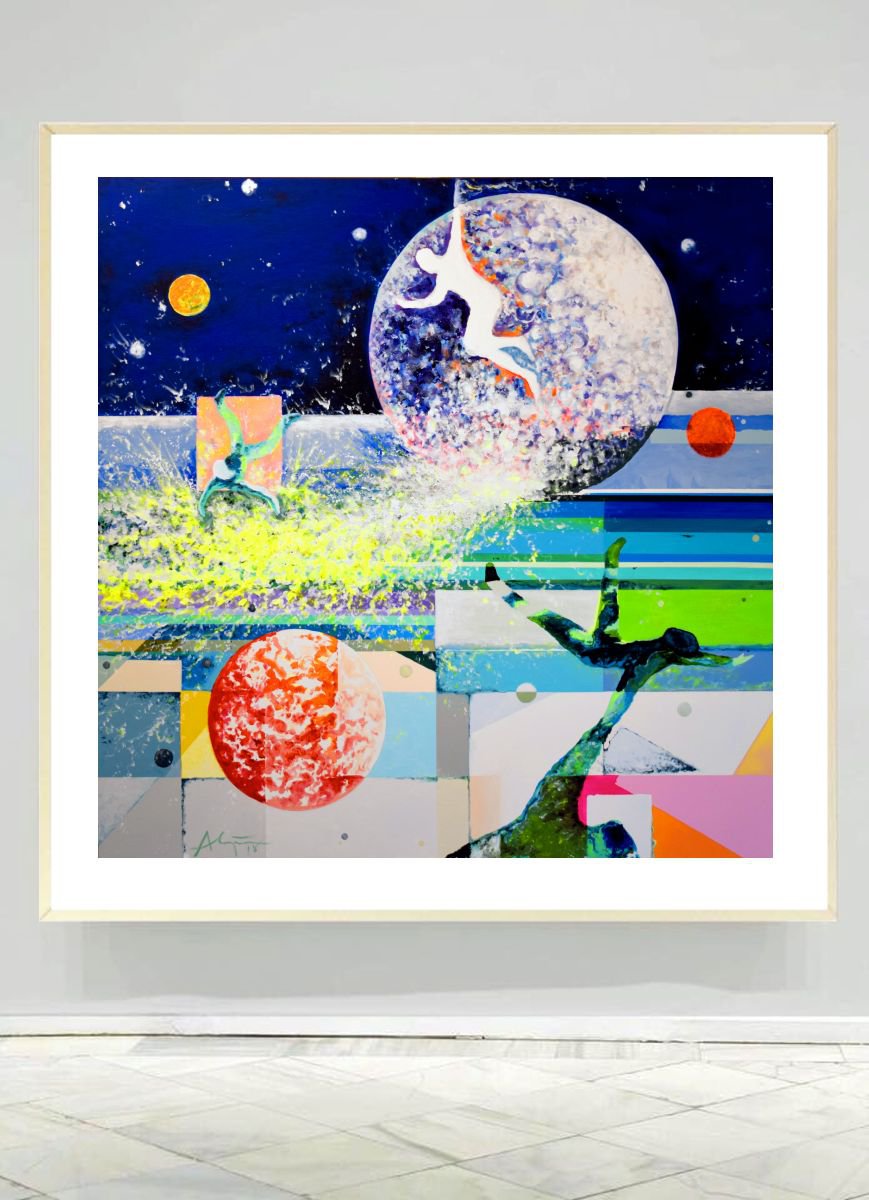 Alejos | Original  Acrylic Painting | Surfing | 120 X 120Cm | Artwork For Sale On Artfinder