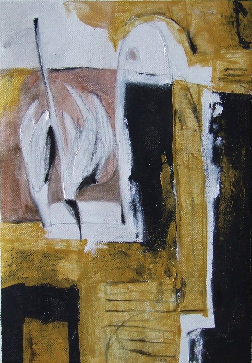 Abstract Oil Painting By Csaba Csendes, 8 X 11, Csapdaban Iv., Original Artwork