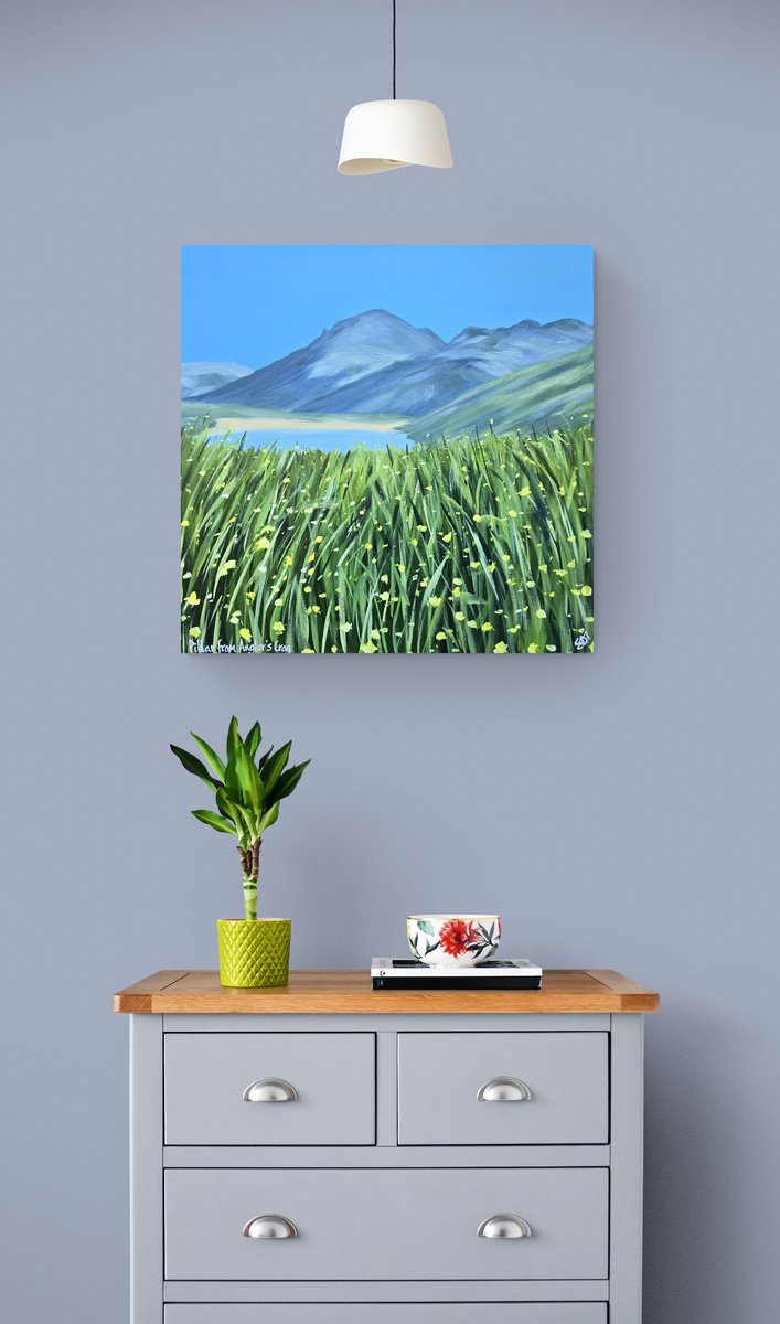 Organic Landscape Acrylic Painting By Sam Martin, 14 X 14", Pillar From Angler