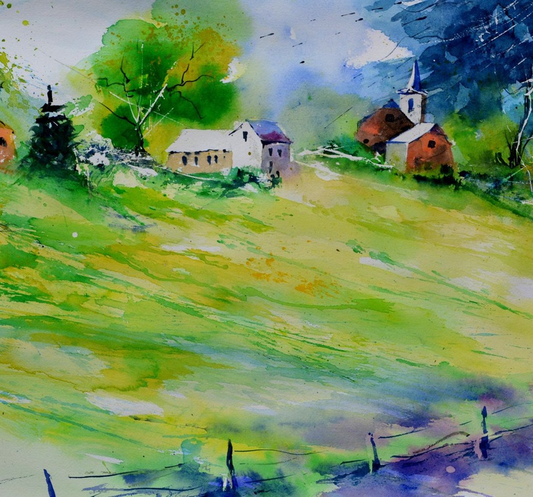 Rural Spring Scenery Watercolor Artfinder