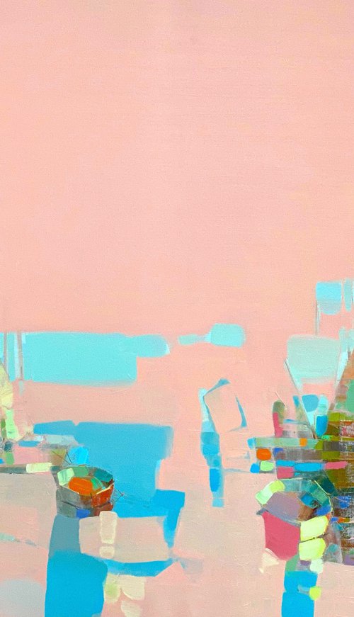 Harbor, Original oil painting, Handmade artwork, One of a kind by Vahe Yeremyan