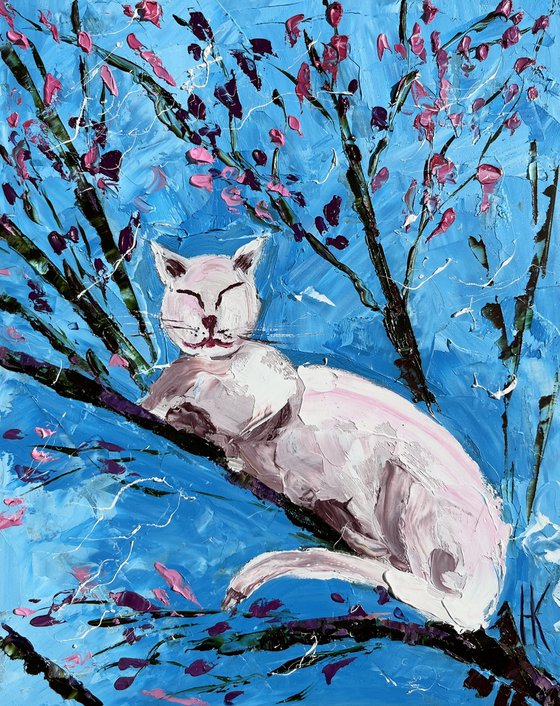 Van Gogh's Cat in the blossom garden