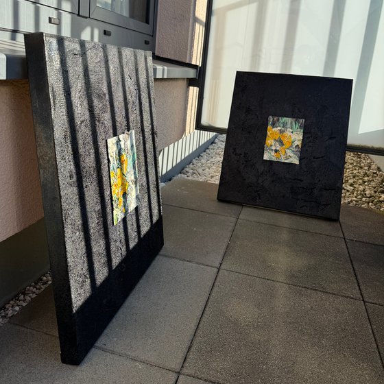 Light sprouting from darkness. Diptych