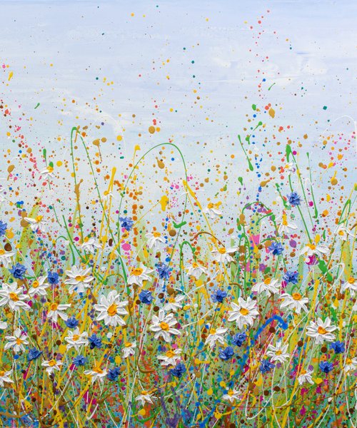 Daisies and cornflowers - Summer meadow painting by Olga Tkachyk
