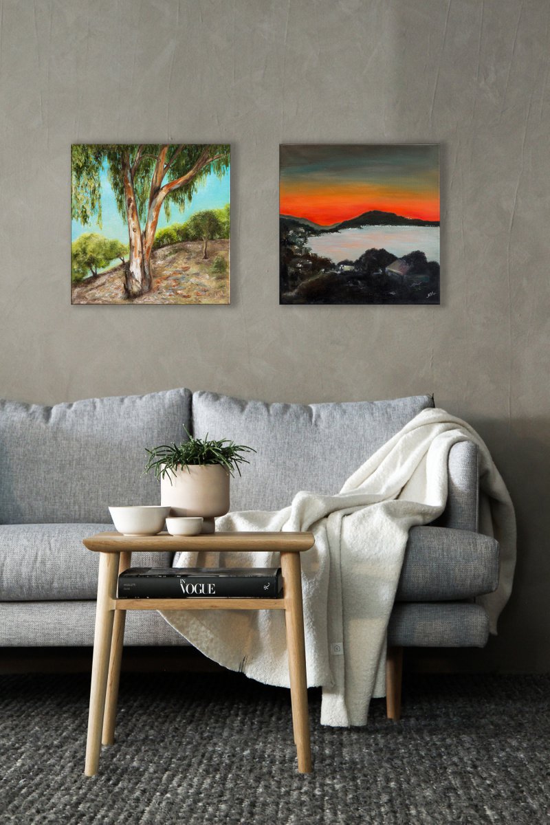 Impressionistic Landscape Oil Painting By Mila Moroko, 16 X 16", In Greek Mood, Original Artwork