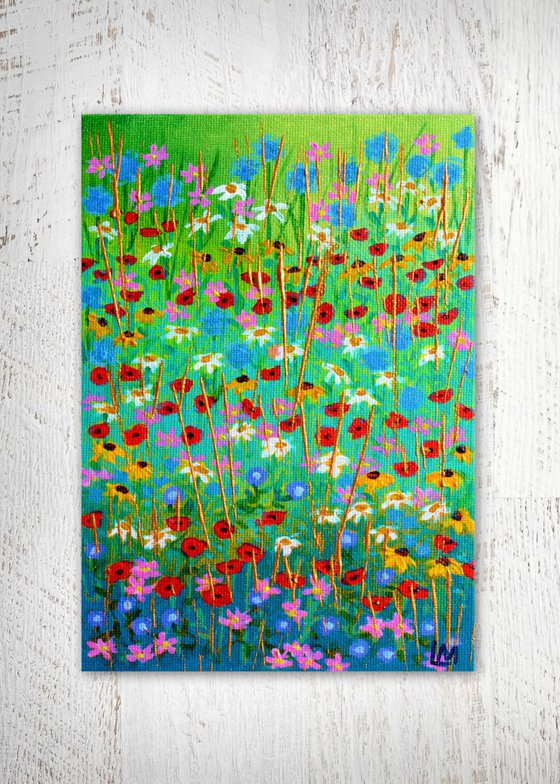 Mini Meadow 10 - poppies, alliums, rudbeckias and daisies