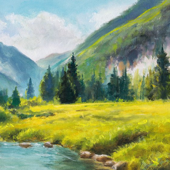 River in sunny mountain valley