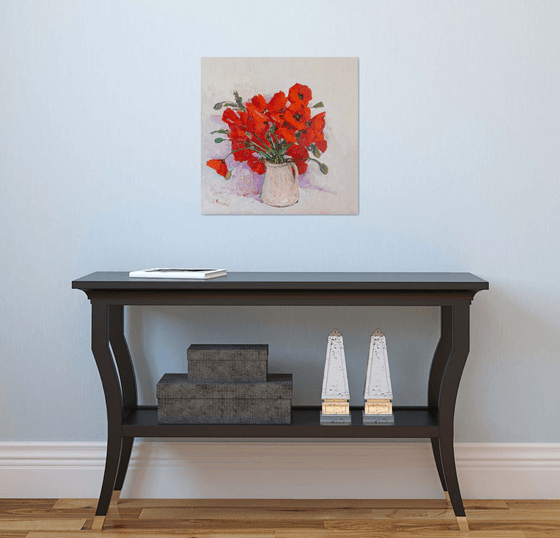 Wild Poppies on the White Background