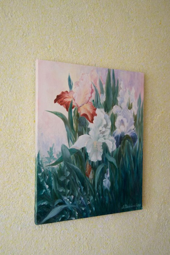 Flower oil painting 'Irises'