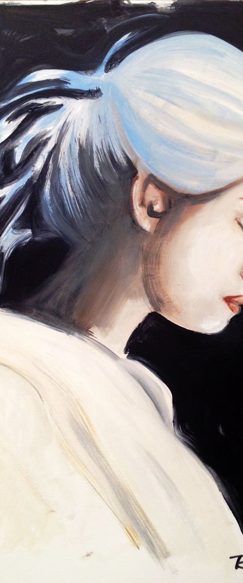 Lady 8 -Original oil on paper- 23 x 30 cm (9' x 12') by Carlo Toma