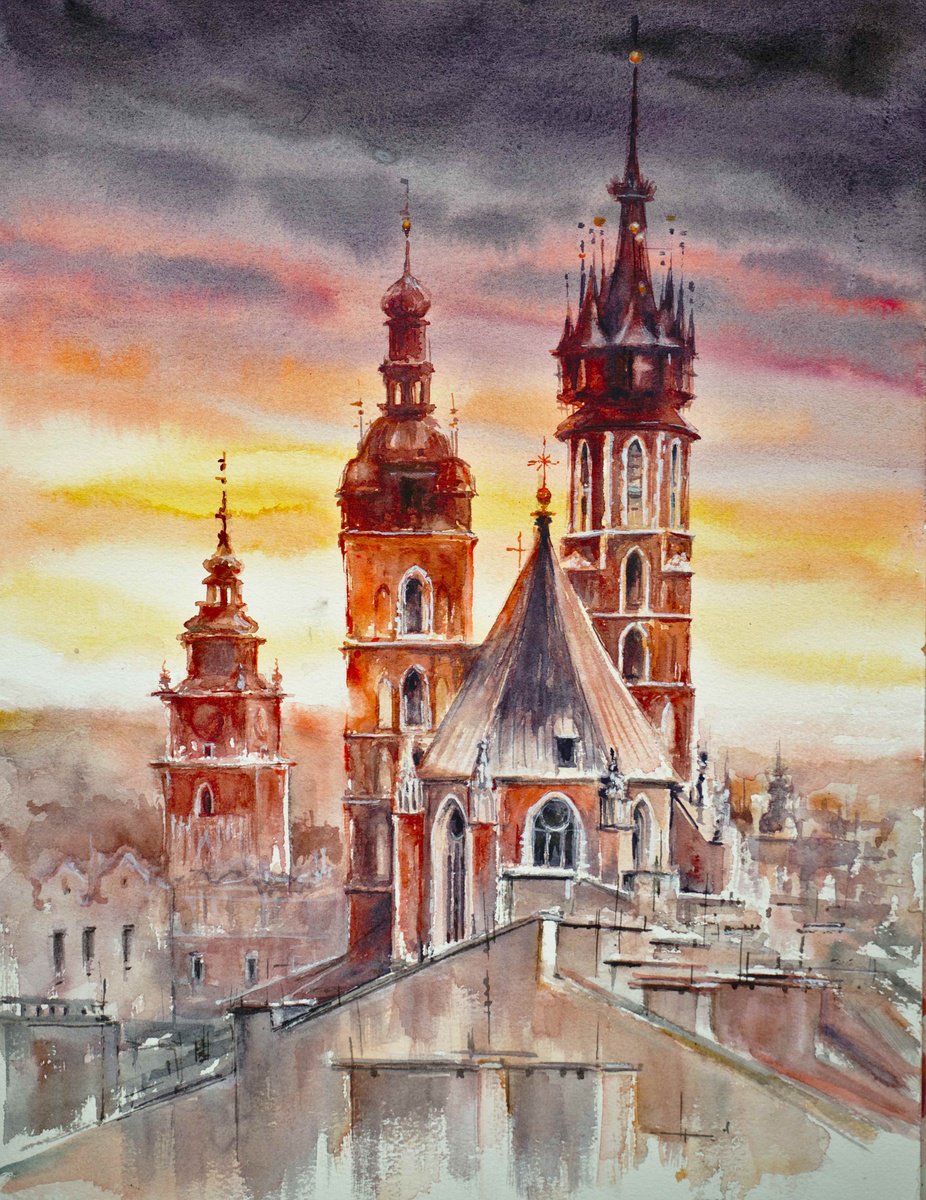 Impressionistic Cityscapes Watercolour By Eve Mazur, 12 X 16, St Mary
