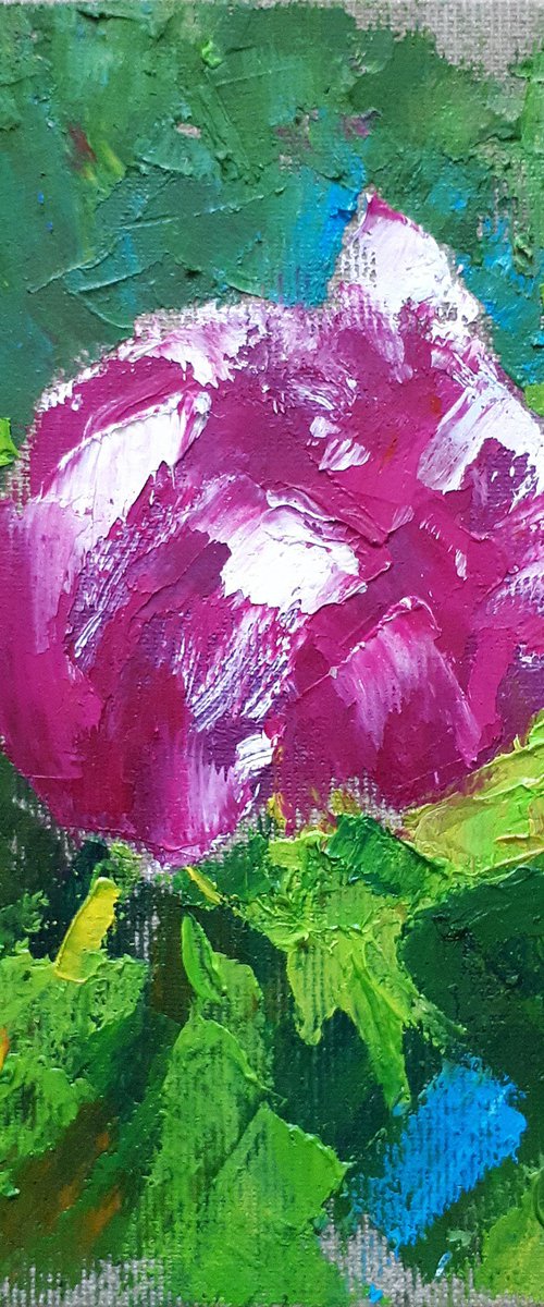 Peony 06 _ 5x6,5'' / FROM MY A SERIES OF MINI WORKS / ORIGINAL OIL PAINTING by Salana Art