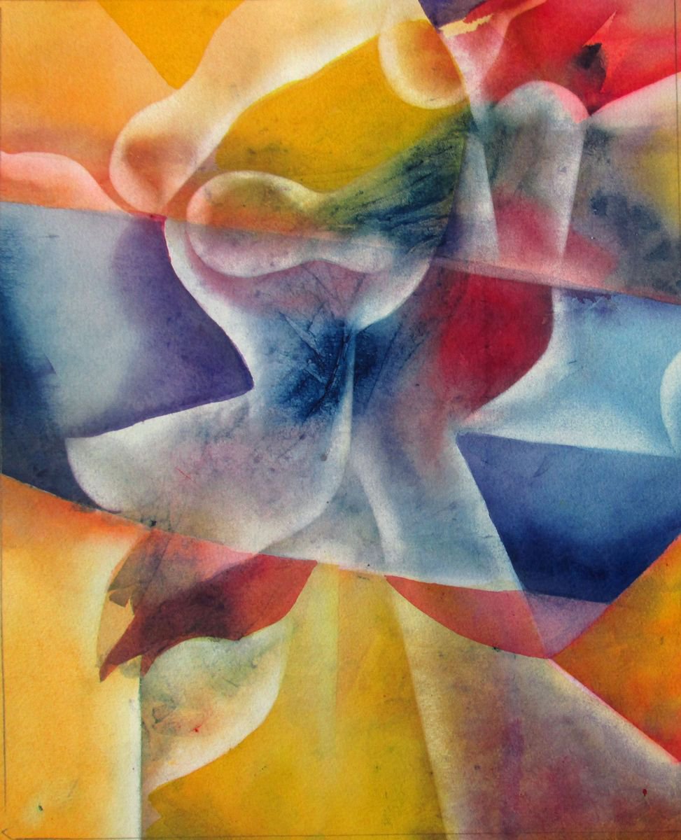 Abstract Watercolour By Alfred Ng, 14 X 17, Prayer, Original Artwork