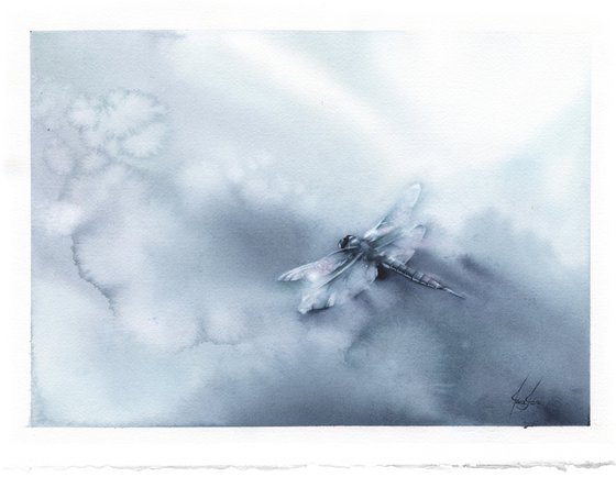 Glimpse - Dragonfly Watercolor Painting
