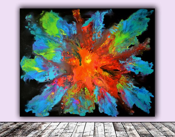 Dark Pandora - XL Big Painting, FREE SHIPPING - Large Painting - Ready to Hang, Hotel and Restaurant Wall Decoration