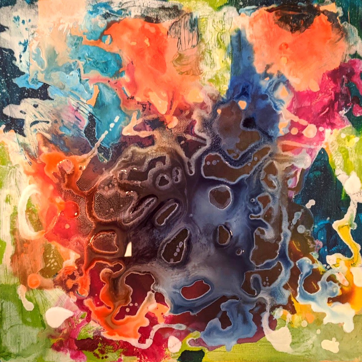 Abstract Painting By Shelli Finch, 12 X 12", Trending Towards Happiness, Original Artwork