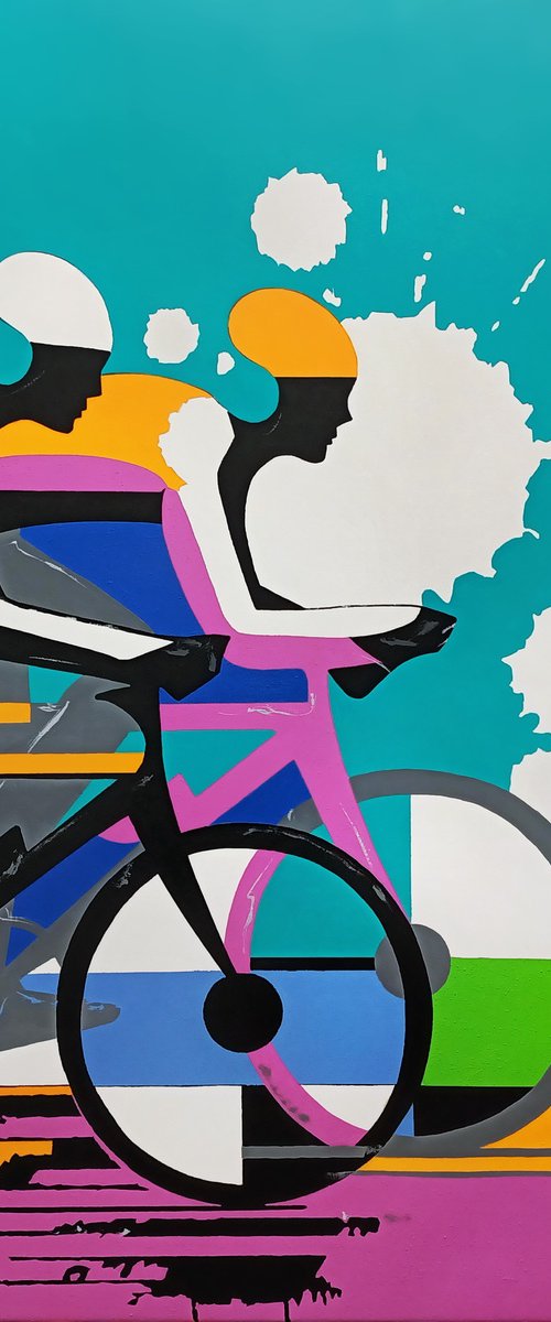 Bright Abstract Cyclists by Evgen Semenyuk