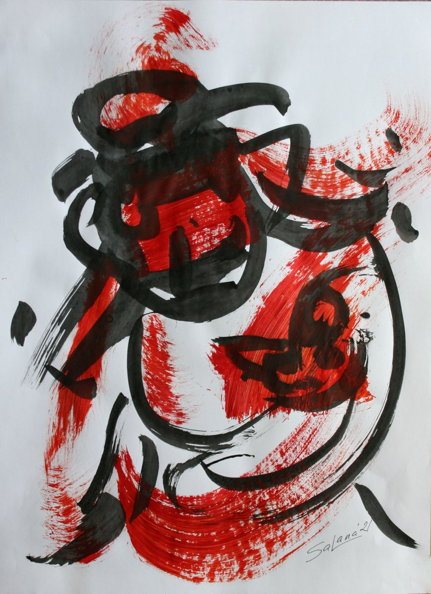 Abstract Drawing By Salana Art / Svetlana Samovarova, 13 X 17", Untitled 01, Original Artwork