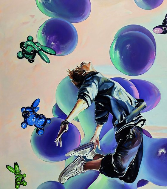 Tiktok Man Jumping - Left part of the diptych