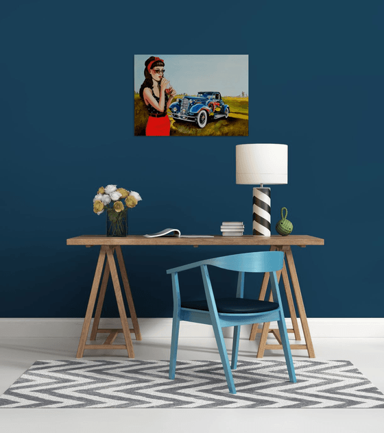 Pin up with vintage car