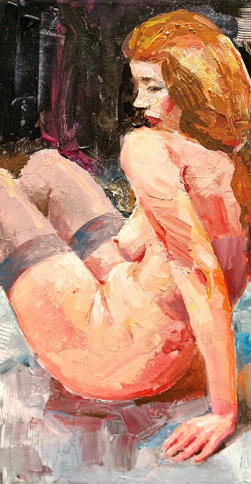 Nude on a dark background by Vladimyr Shandyba