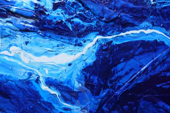 Fractured Sapphire 270cm x 120cm Blue Textured Abstract Art