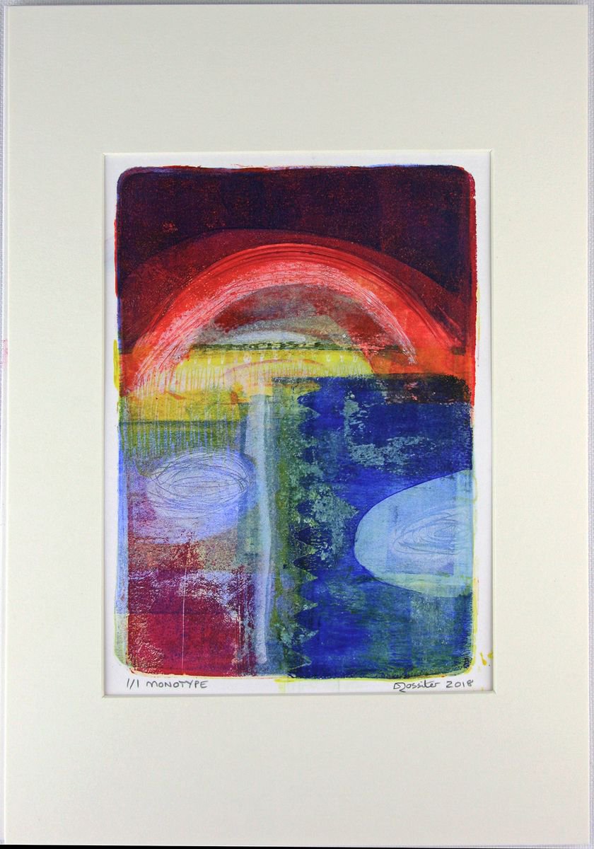 Between Lochs - Mounted A4 Original Signed Monotype by Dawn Rossiter
