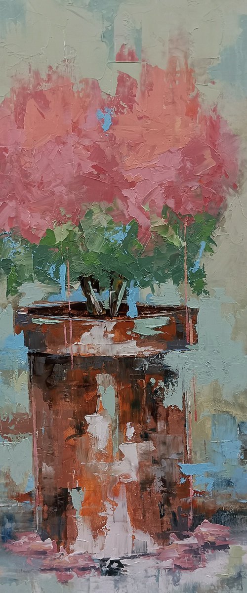 Abstract still life painting. Flowers in vase by Marinko Šaric