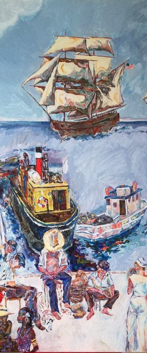 An Adventure Story****Commission for an Artfinder user/ painting 3/ size 25.6 x 51.2 x 1in= 65x 130 x 2.54 cm by Jelena Djokic