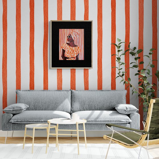 Orange Stripes - African American Woman Portrait