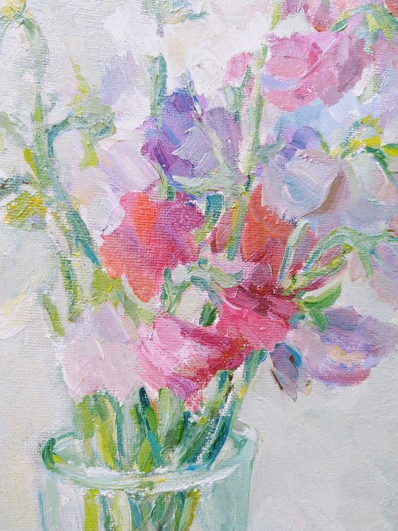 Sweet pea 30 x 40 cm. Original oil painting 2021