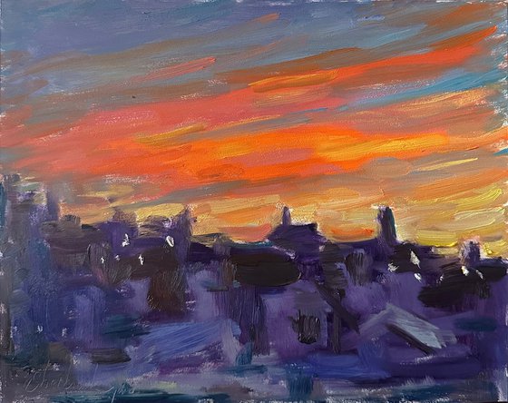 Fiery sunset over NYC