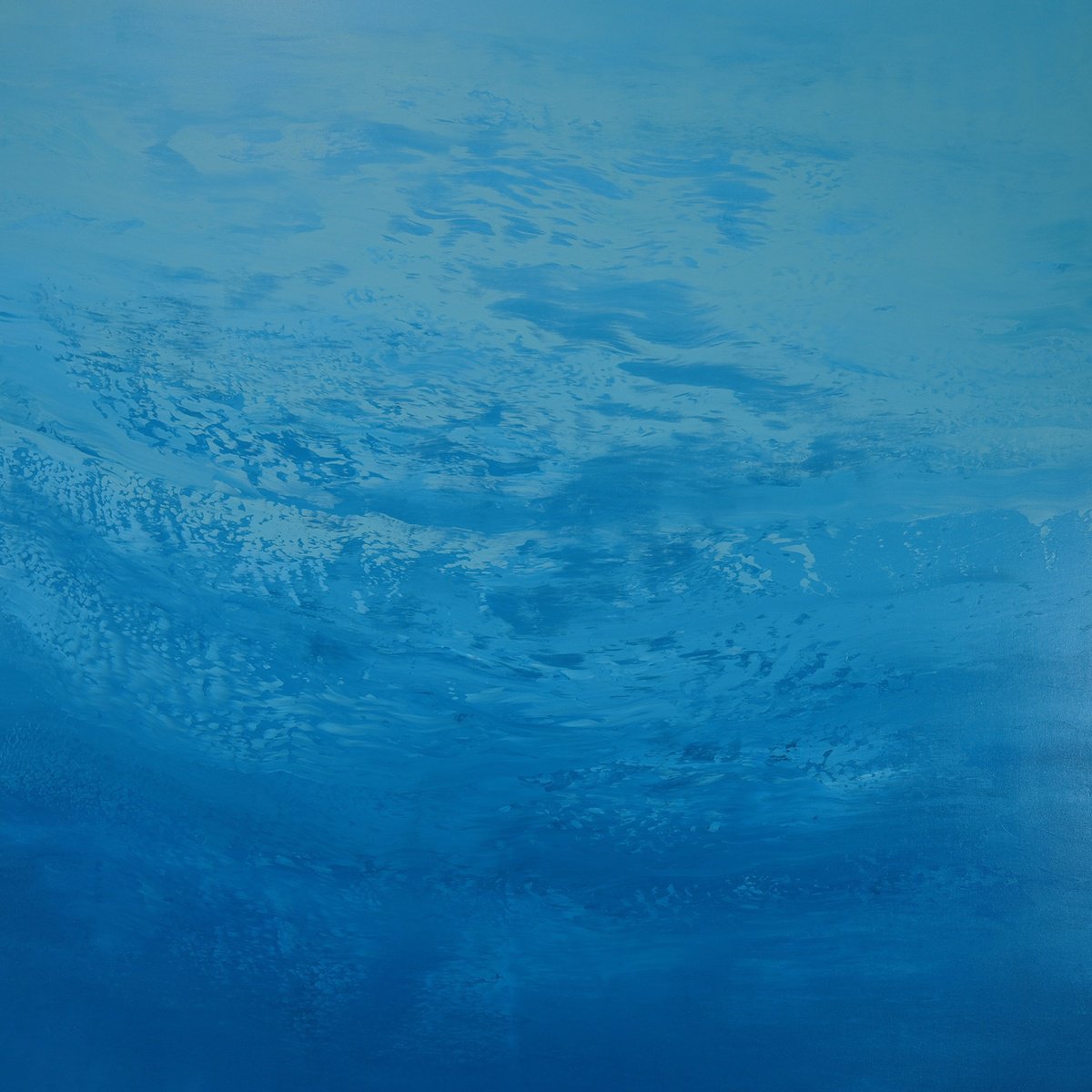 Expressive Abstract Acrylic Painting By Suzanne Vaughan, 40 X 40", Soothing Blues, Original Artwork